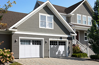 Princeton P-12, 9' x 7', Ice White doors and overlays, 8 lite Panoramic windows with Clear glass