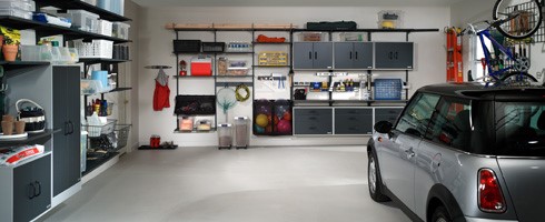 Interior view of a garage