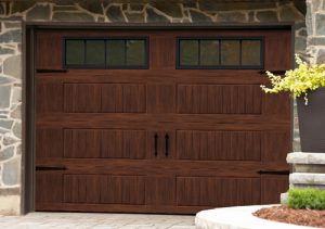 garage door with Faux woodgrain finish