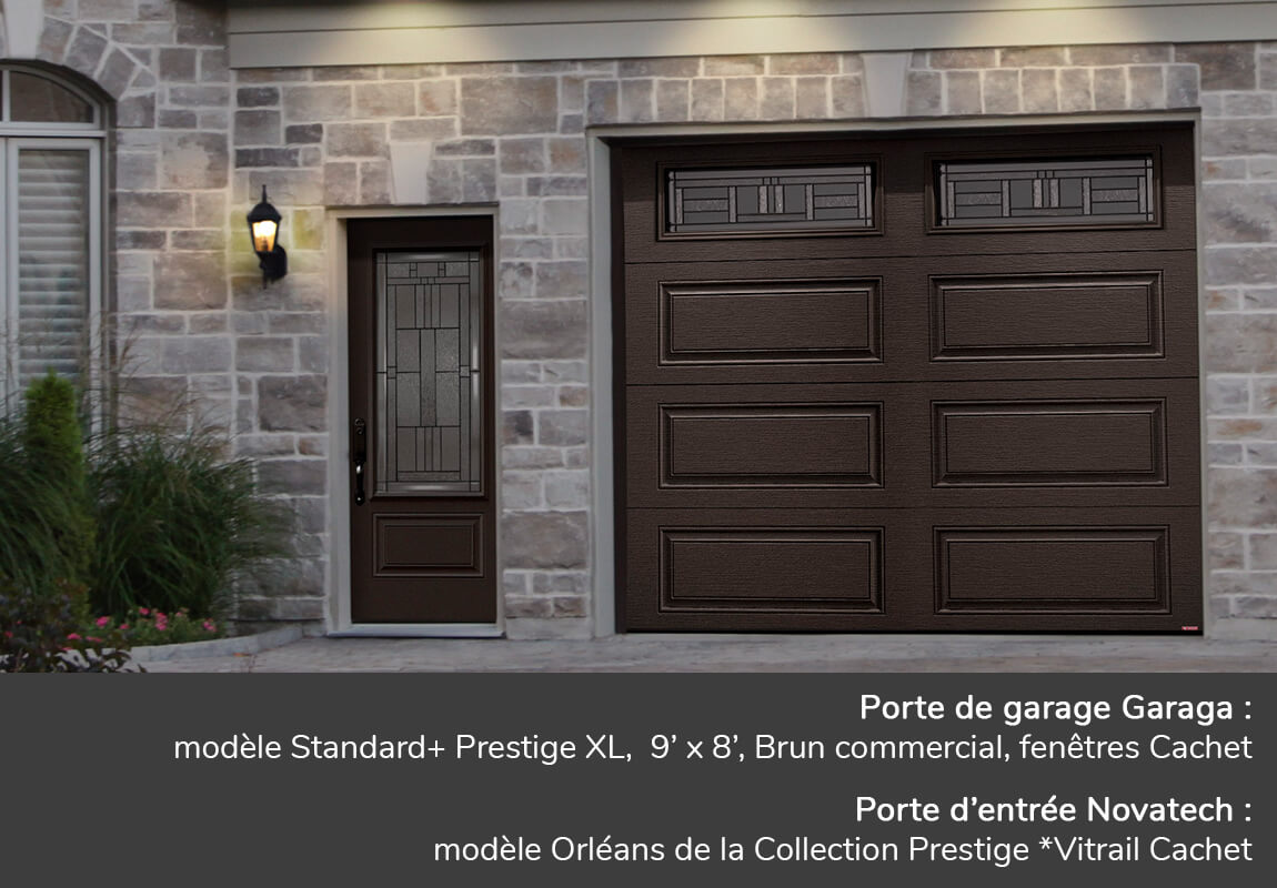 Portes de garage GARAGA | Standard+, Prestige XL, 9' x 7', Brun commercial | Porte d'entrée Novatech