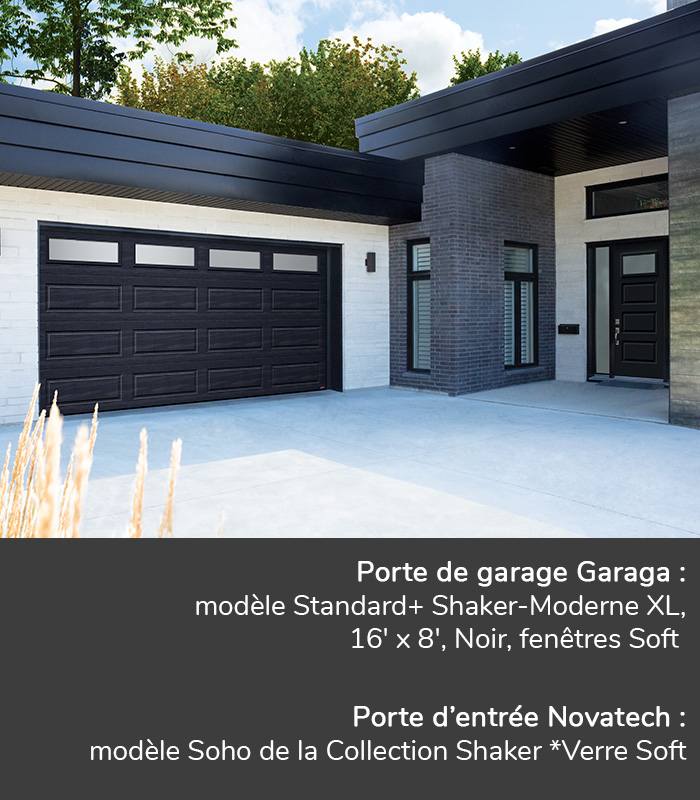 Portes de garage GARAGA | Standard+ Shaker-Moderne XL, 16' x 8' | Porte d'entrée Novatech