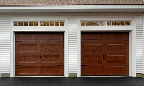 Standard+ North Hatley LP garage doors, 9' x 8', American Walnut Faux Wood