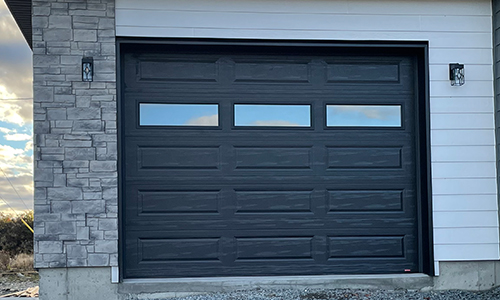 Standard+ Classic XL garage door, 12' x 9', Black, Clear windows