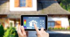 smart phone showing a home security systems