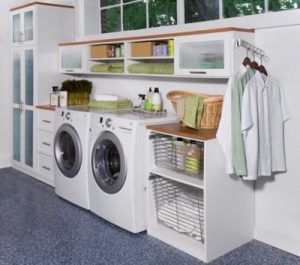 washing machine, dryer and storage cabinets