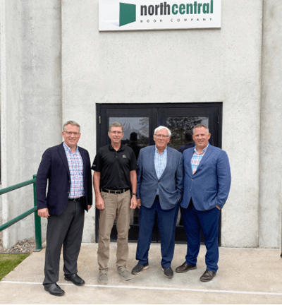 Maxime Gendreau, Steve Palmer, President of North Central Door, Michel and Martin Gendreau