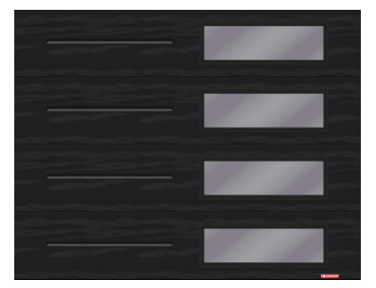 Standard+ Vog garage door, 9' x 7', Black, window layout: Right-side Harmony with Grey Sandblasted glass