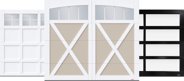 Cambridge garage door, Eastman garage door and California garage door by Garaga