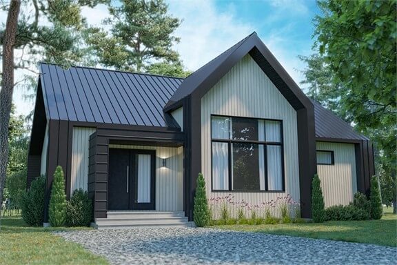 Ce plan de The House Designers démontre qu'extérieur de maison scandinave n'a pas besoin d'avoir deux étages.