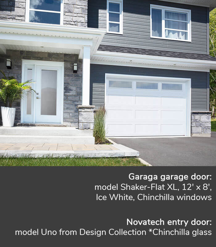 GARAGA garage doors | Standard+ Shaker-Flat XL, 12' x 8' | Novatech Entry door