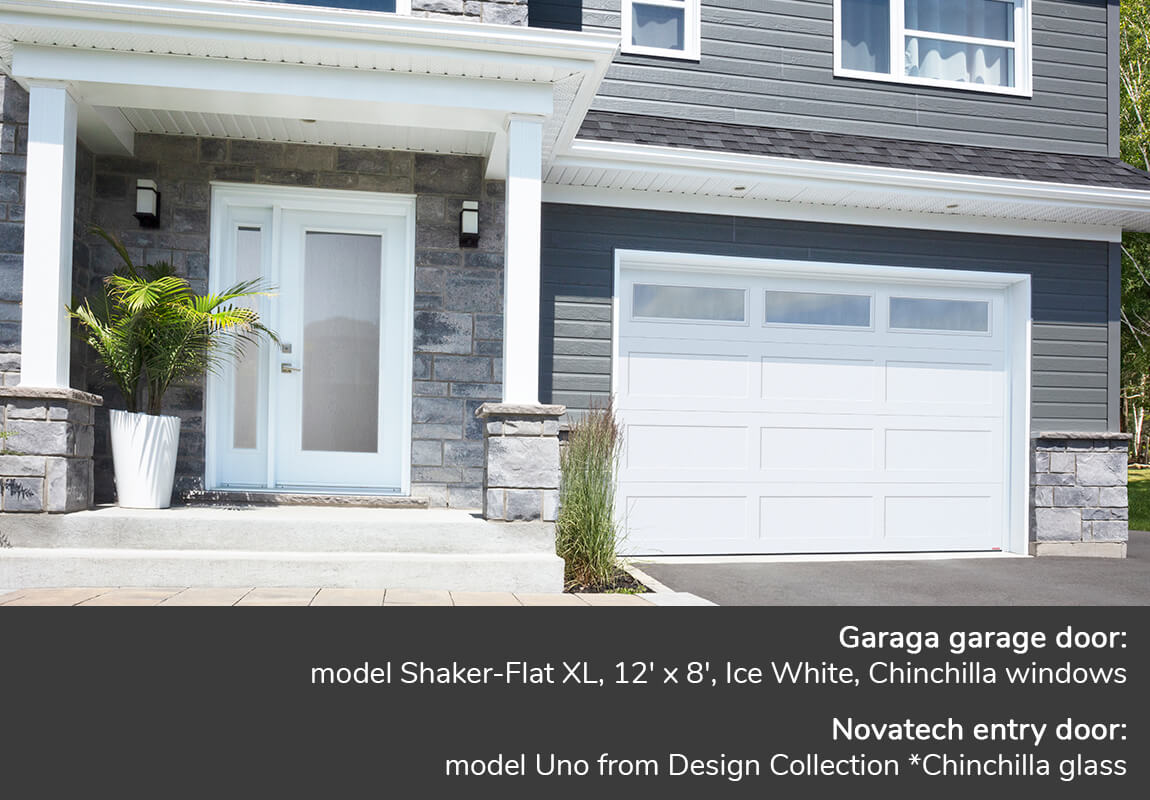 GARAGA garage doors | Standard+ Shaker-Flat XL, 12' x 8' | Novatech Entry door