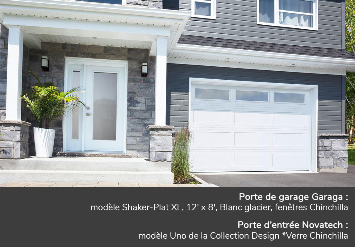 Portes de garage GARAGA | Standard+ Shaker-Plat XL, 12' x 8' | Porte d'entrée Novatech