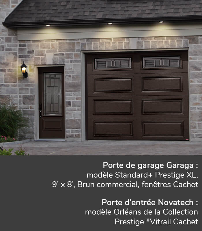 Portes de garage GARAGA | Standard+, Prestige XL, 9' x 7', Brun commercial | Porte d'entrée Novatech