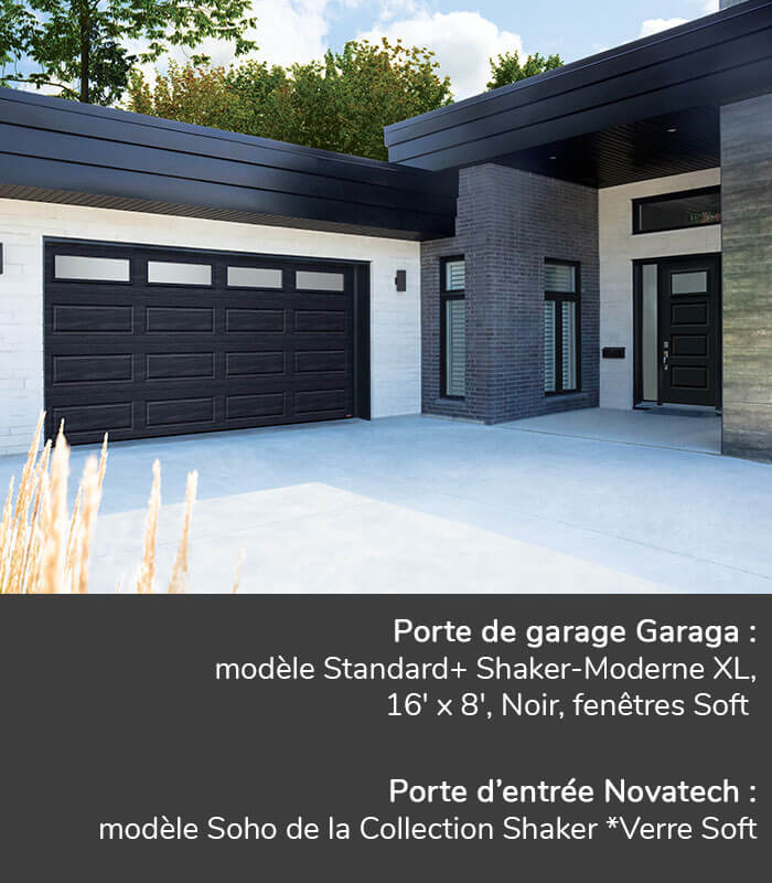 Portes de garage GARAGA | Standard+ Shaker-Moderne XL, 16' x 8' | Porte d'entrée Novatech