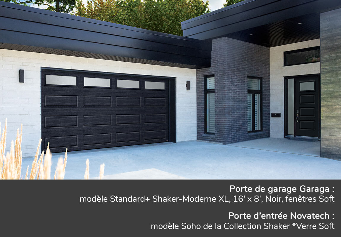 Portes de garage GARAGA | Standard+ Shaker-Moderne XL, 16' x 8' | Porte d'entrée Novatech