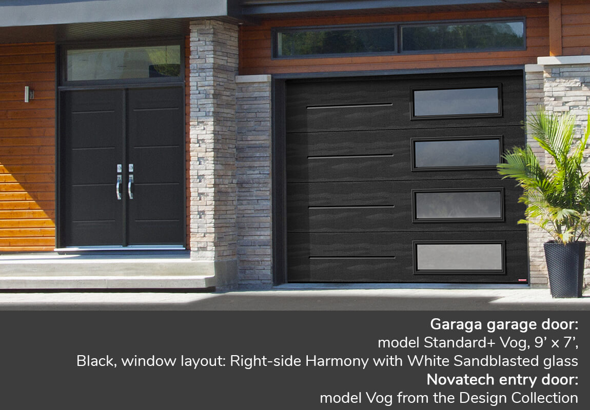 GARAGA garage doors | Standard+ Vog, Black, 10' x 7' | Novatech Entry door