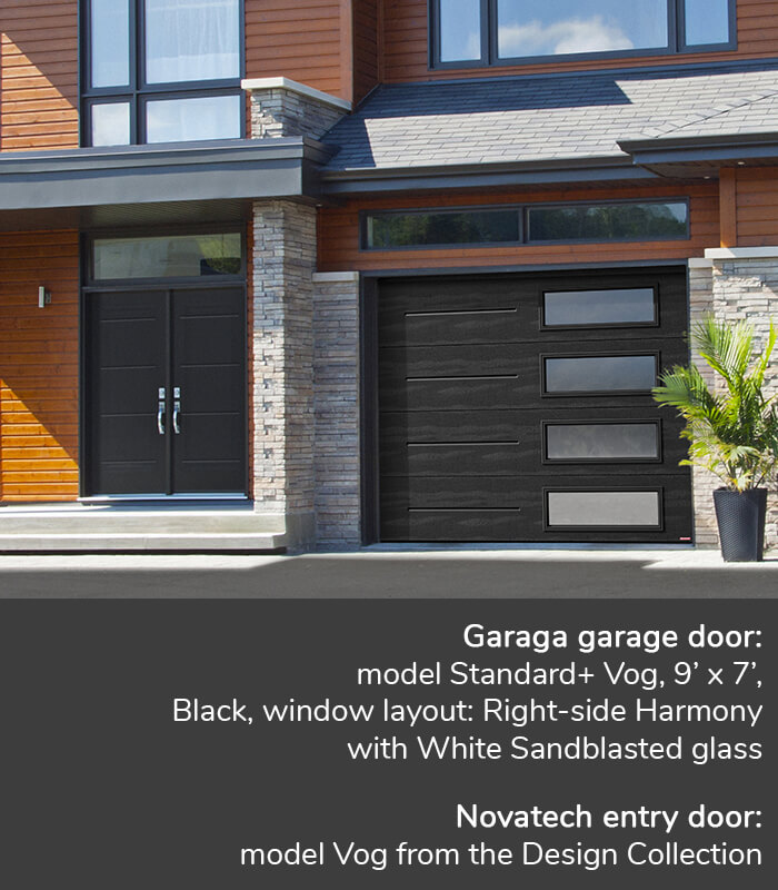 GARAGA garage doors | Standard+ Vog, Black, 10' x 7' | Novatech Entry door