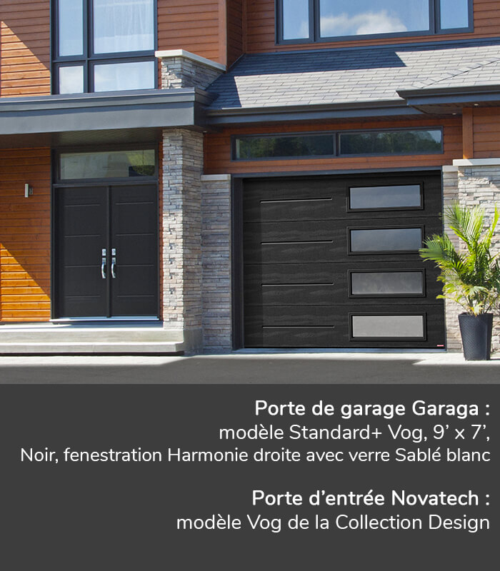 Portes de garage GARAGA | Standard+ Vog, Noir, 10' x 7' | Porte d'entrée Novatech