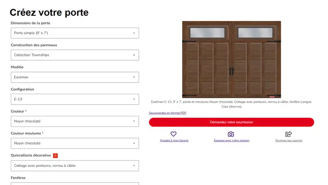 The Design Center tool helps you to build your own garage door!