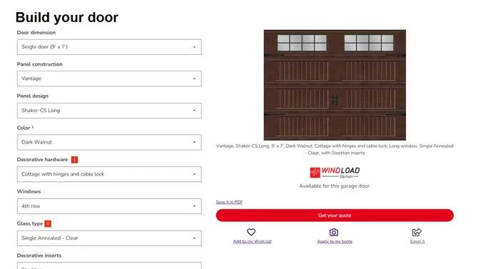 The Design Center tool helps you to build your own garage door!
