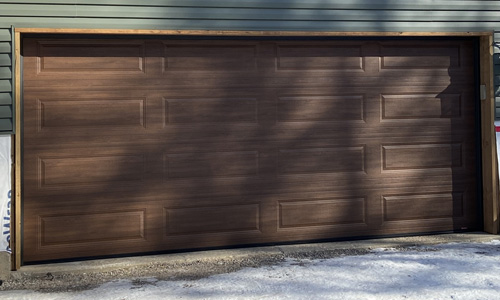 House with Classic XL garage door, 16' x 7', Chocolate Walnut Faux Wood