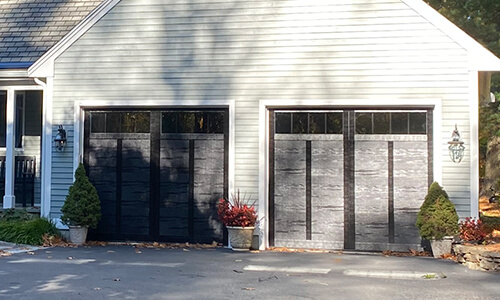Eastman E-12 garage door, 9' x 8', Black, Orion Panoramic 4 vertical lite