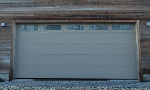 Standard+ Moderno Multi garage door, 20' x 9', Claystone, Sandblasted windows