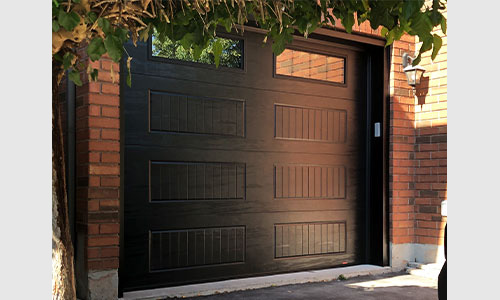 Porte de garage Standard+ North Hatley LP,  10' x 8', Noir, fenêtres Orion 4 rectangles
