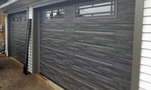 Standard+ Classic XL garage door, 10' x 7', Iron Ore, windows with Prairie Inserts