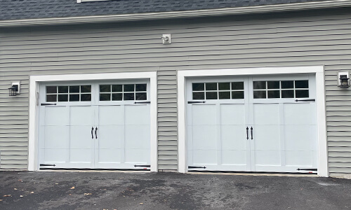 Eastman E-12 garage doors, 9' x 6' 9'', Ice White, Clear panoramic window