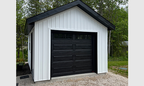 Acadia 138 Classic XL garage door, 8' x 7', Black, windows with Stockton Inserts