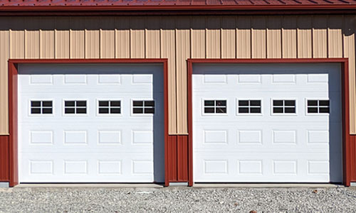 Acadia 138 Classic CC garage door, 10' 2'' x 8', Ice White, Clear windows