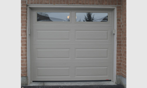 Brick house Classic XL garage door, Claystone, 8' x 7, Clear windows