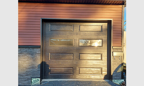 Standard+ Classic XL garage door, 9' x 8', Black, Clear windows