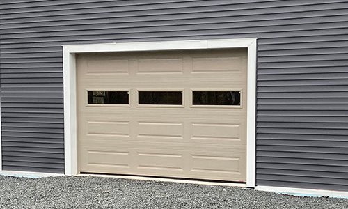 Standard+ Classic XL garage door, 12' x 8', Claystone, Clear windows