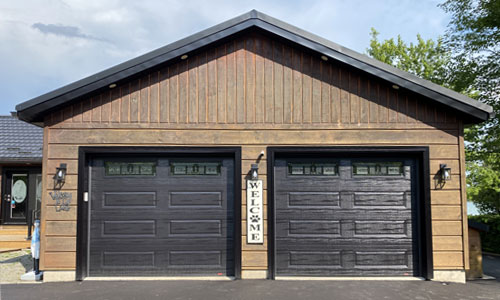 Porte de garage Standard+ Classique XL, 9' x 7', Noir, Vitrail Cachet