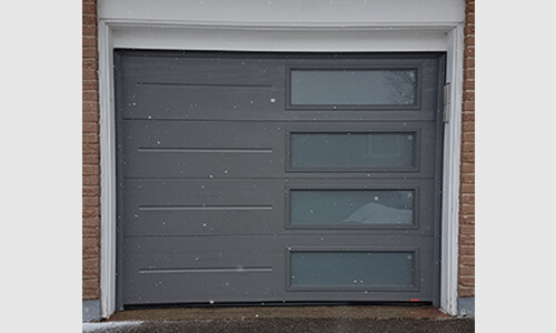 Standard+ Vog garage door , 8' x 6' 6'', Charcoal, window layout: Right‑side Harmony