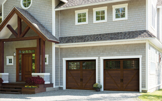Princeton P-23, 8’ x 7’, Chocolate Walnut doors and overlays, 8 lite Panoramic windows