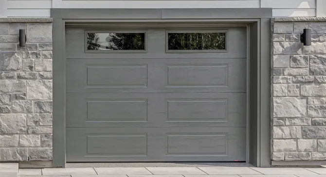Garage door with 40" x 13" long windows