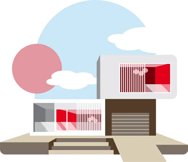 Modern house with garage door illustration