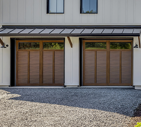 Eastman E-12, 9' x 8', Chocolate Walnut Faux Wood doors and overlays, Clear windows