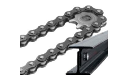 One-piece ''T'' rail with durable chain