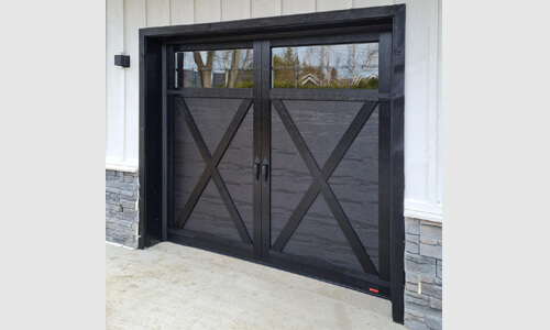 Eastman E21 garage door, 8' x 7', Black, Clear windows
