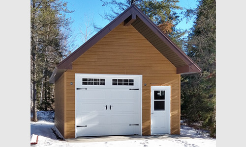 Standard+ North Hatley LP garage door, 9' x 8' 3'' Ice White, Orion 8 lite windows