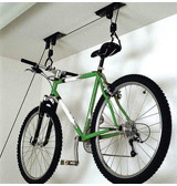 Brackets for hanging a bicycle from the ceiling