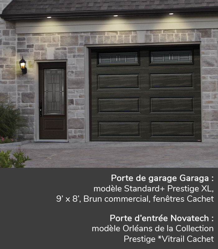 Portes de garage GARAGA | Standard+, Brun commercial, Prestige, 9' x 7' | Porte d'entrée Novatech