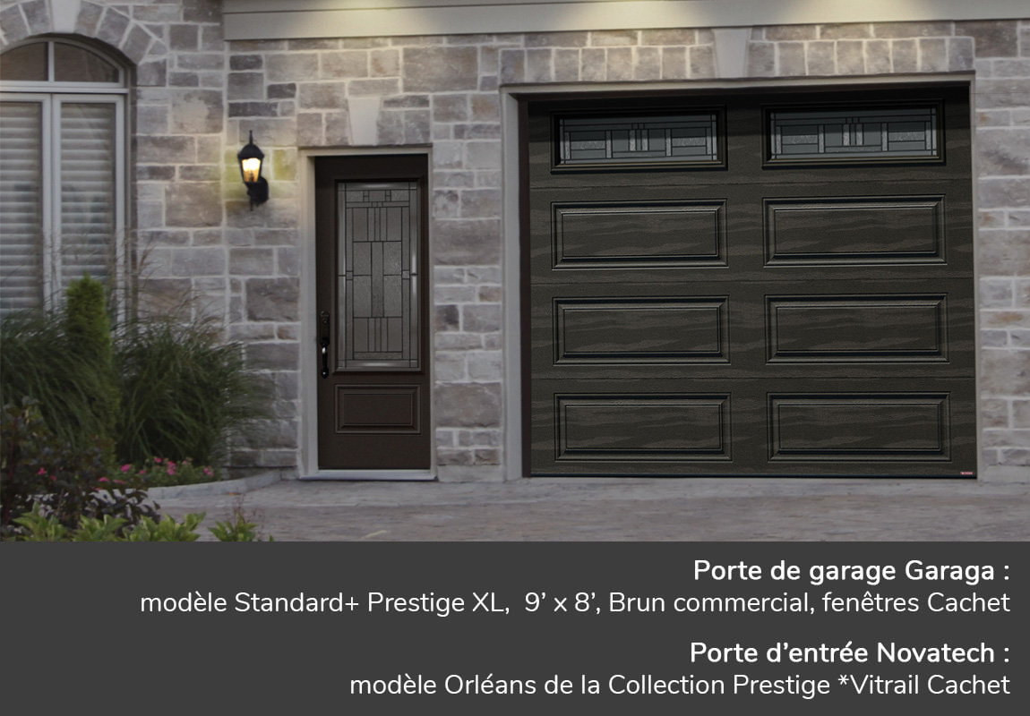 Portes de garage GARAGA | Standard+, Brun commercial, Prestige, 9' x 7' | Porte d'entrée Novatech