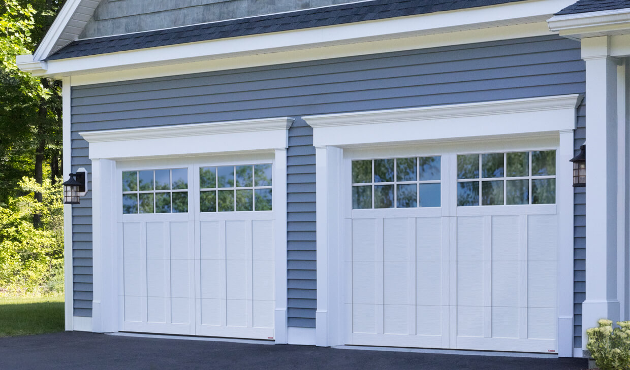 Princeton P-13, 9' x 7', Ice White doors and overlays, 8 lite Panoramic windows