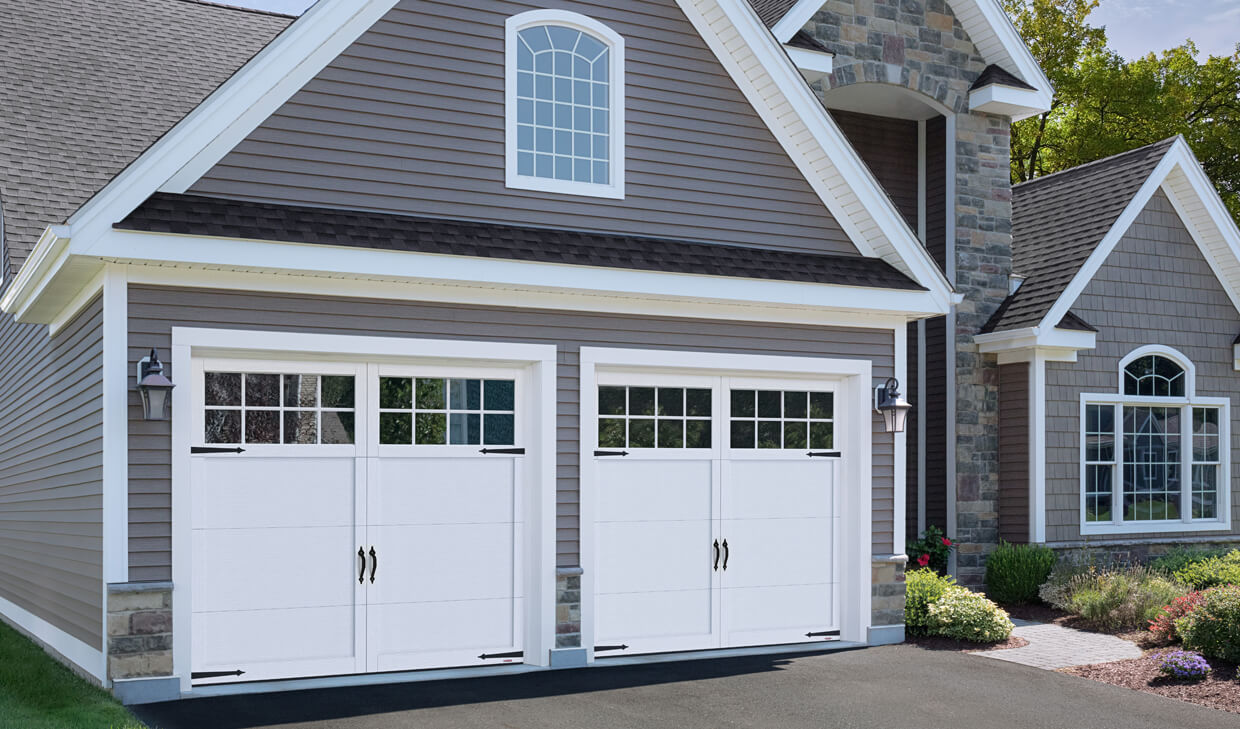 Princeton P-11, 9' x 8', Ice White doors and overlays, 8 lite Panoramic windows