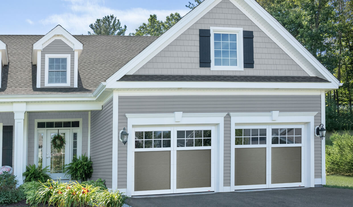Princeton P-11, 9' x 7', Dark Sand doors and Ice White, 8 lite Panoramic windows